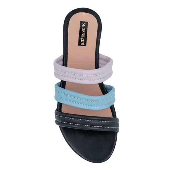 Womens Multicolour Stripped Flats-Black